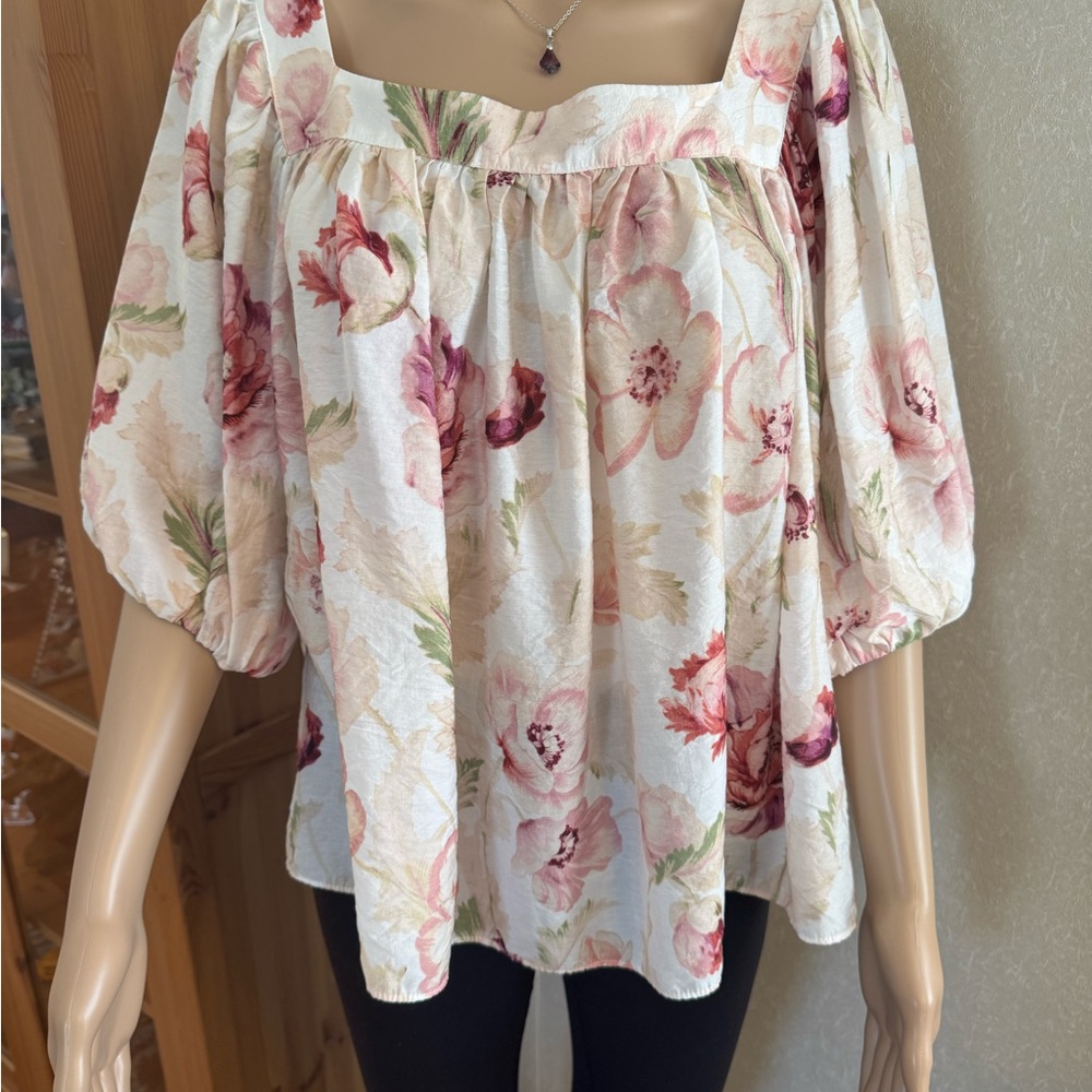 H&M Floral Puff Sleeve Blouse - Picture 2 of 11